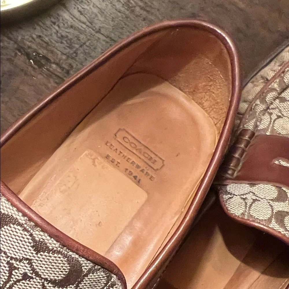 Coach Brown and Tan Patterned Loafers